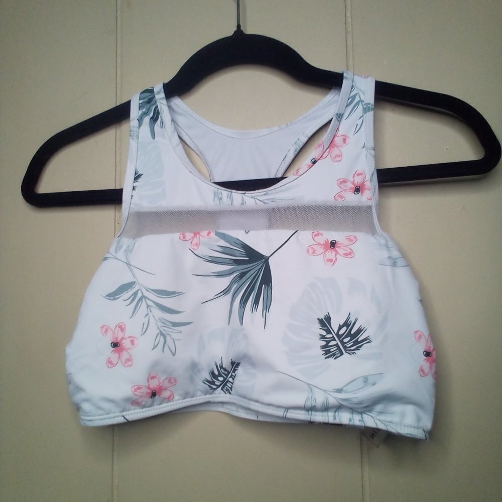 Shein Sports Bra S Racer Back Floral